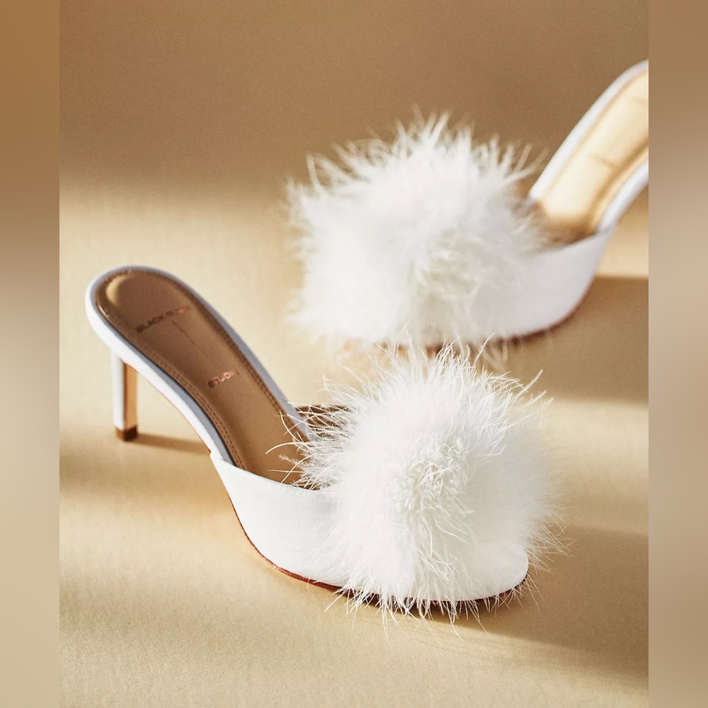 Elegant White Feathered Heels